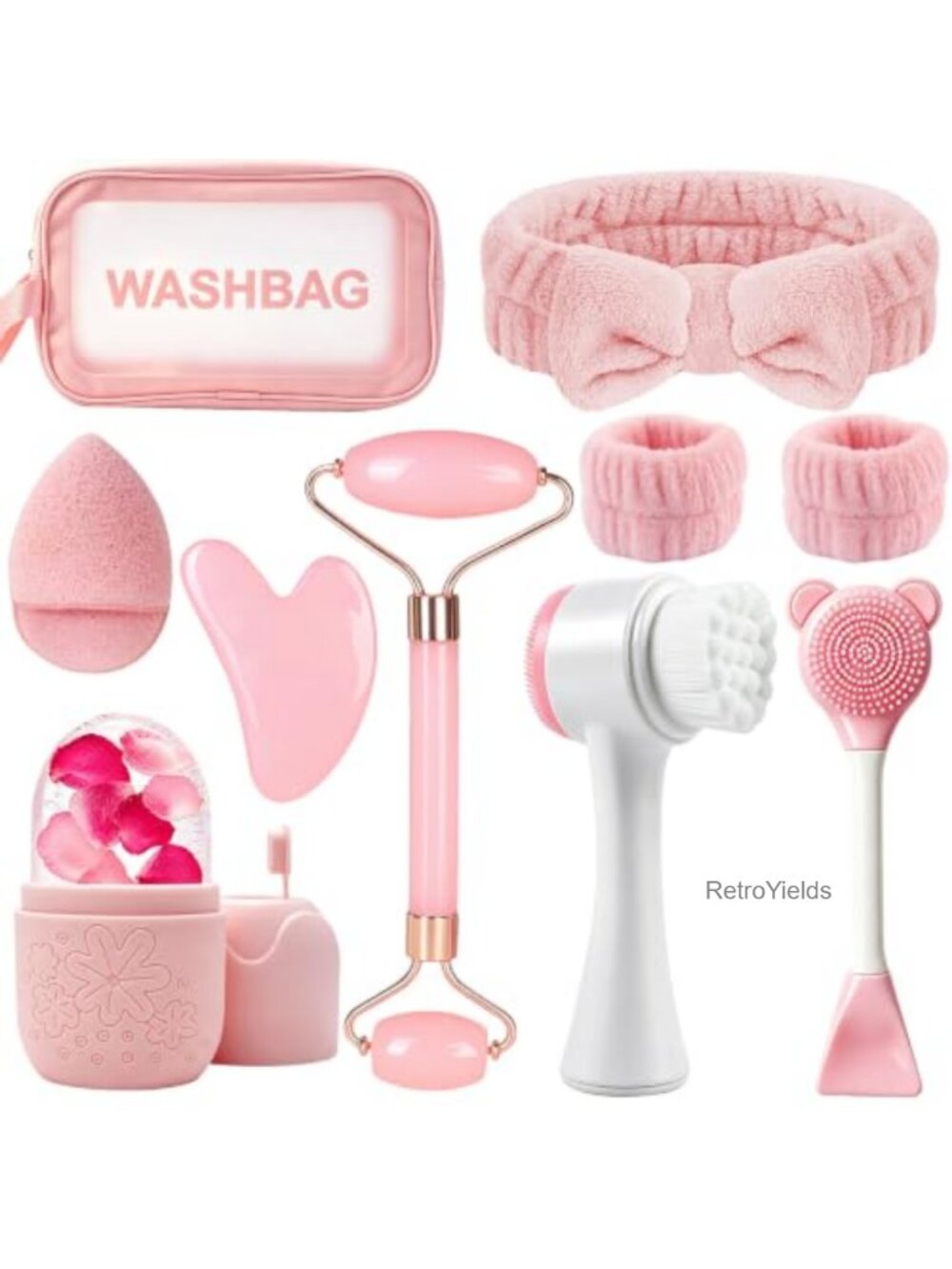 Skincare Tools Set Face Cleansing Brush Ice Roller Gua Sha Massage Kit